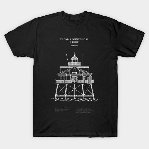 Thomas Point Shoal Light Lighthouse - Maryland - ADpng T-Shirt by SPJE Illustration Photography